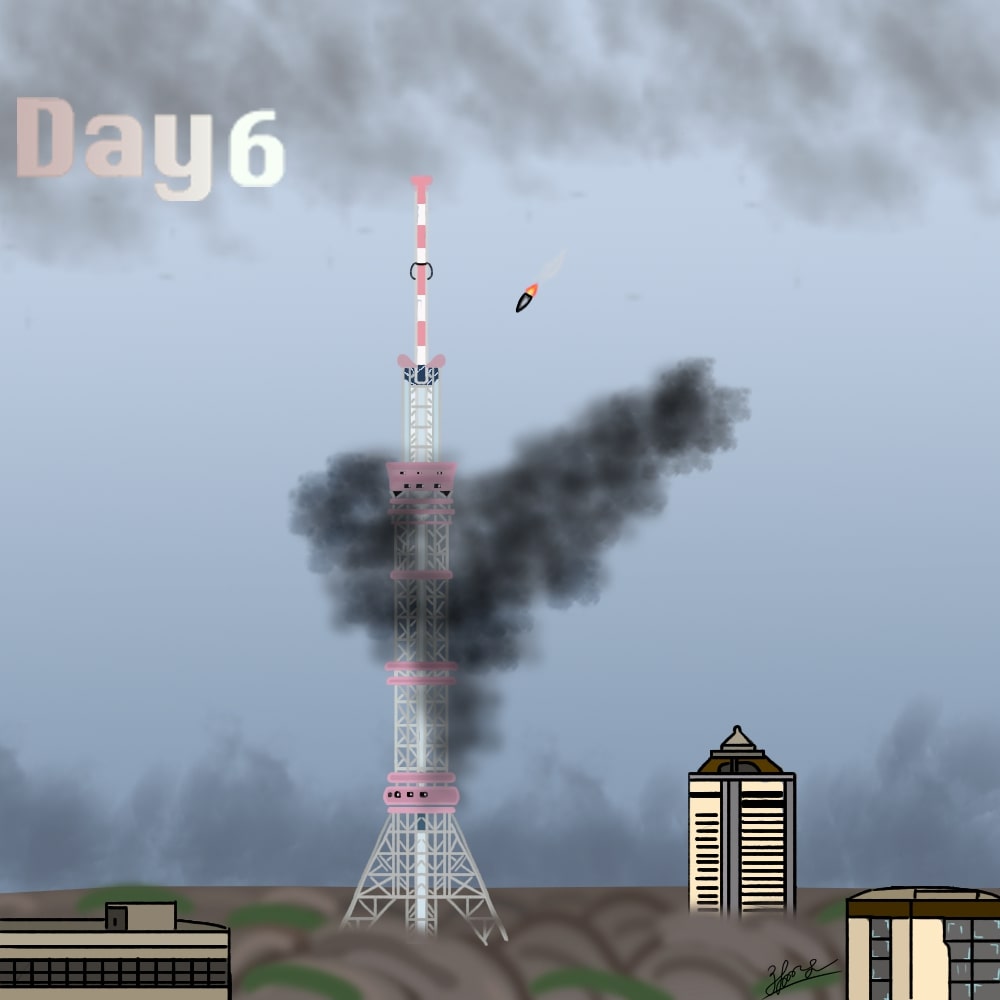 Two missiles hit the TV tower