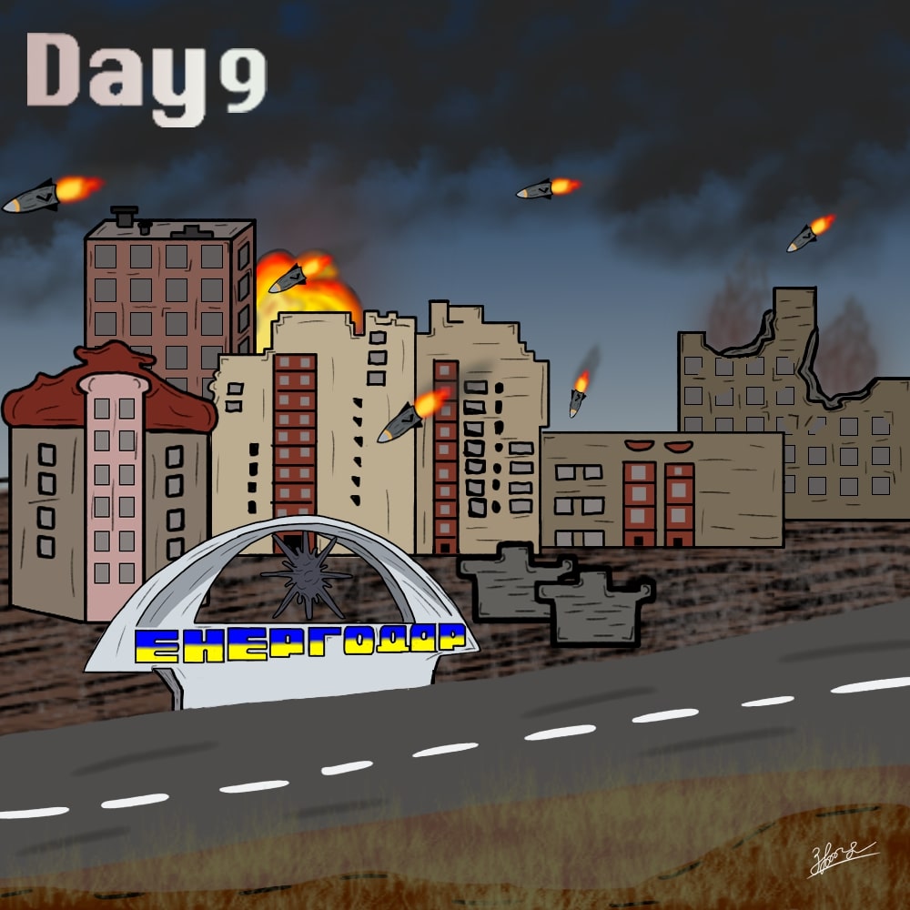 Energodar under bombing